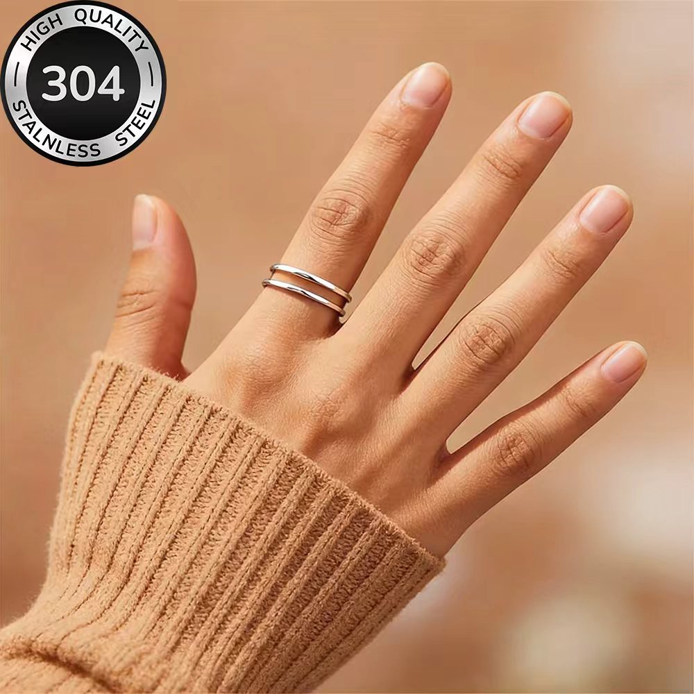 Women's High-Quality Stainless Steel Golden Open Ring